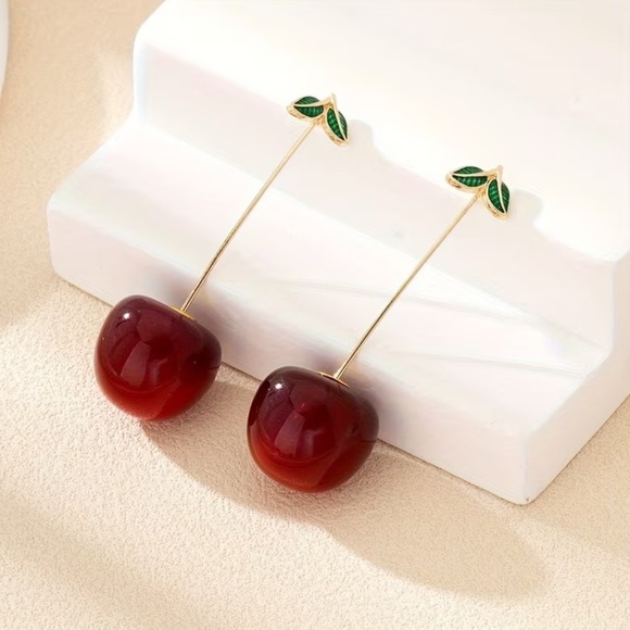 Free People Jewelry - NEW Cherry Drop Earrings. 🍒 Fashionable Elegant cherry
Blossom leaf earrings
